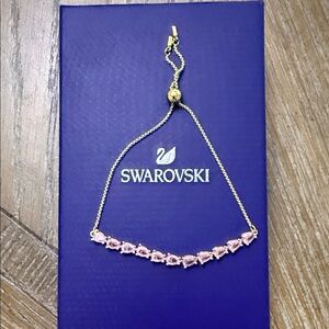 Swarovski Gold Bracelet with Pink Stones